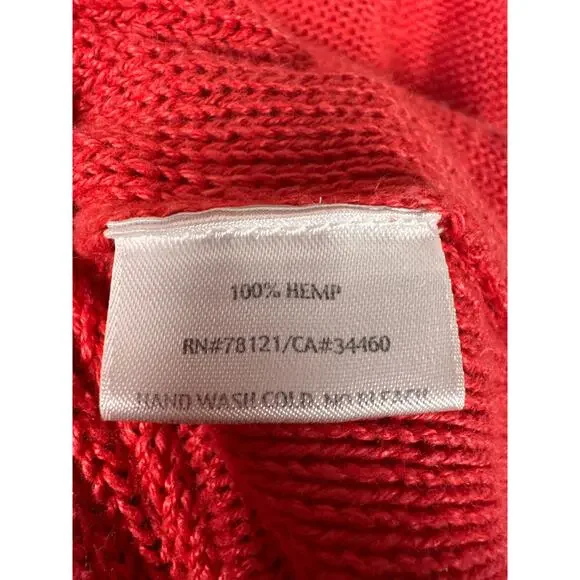 Eileen Fisher Open Cardigan 100% Hemp Red Womens Size Medium Lightweight - Picture 8 of 8